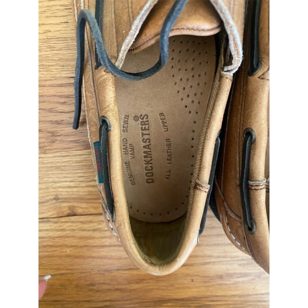 Dockmasters Men's Boat Shoes Brown Tan Lace Up Moc Toe Lug Sole Casual